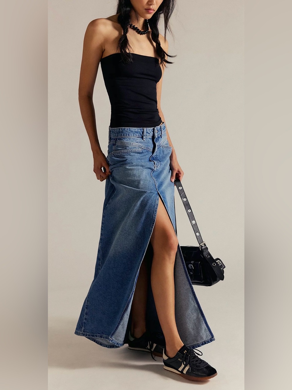 New‼️ Free People 🔥 We The Free Come As You Are Denim Maxi Skirt NWOT - Picture 11 of 11